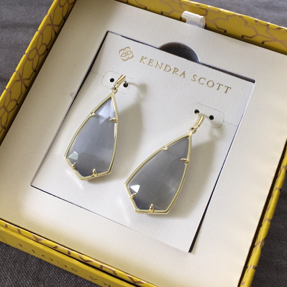 Kendra Scott Drop Earrings - Gold/Slate Cat’s Eye